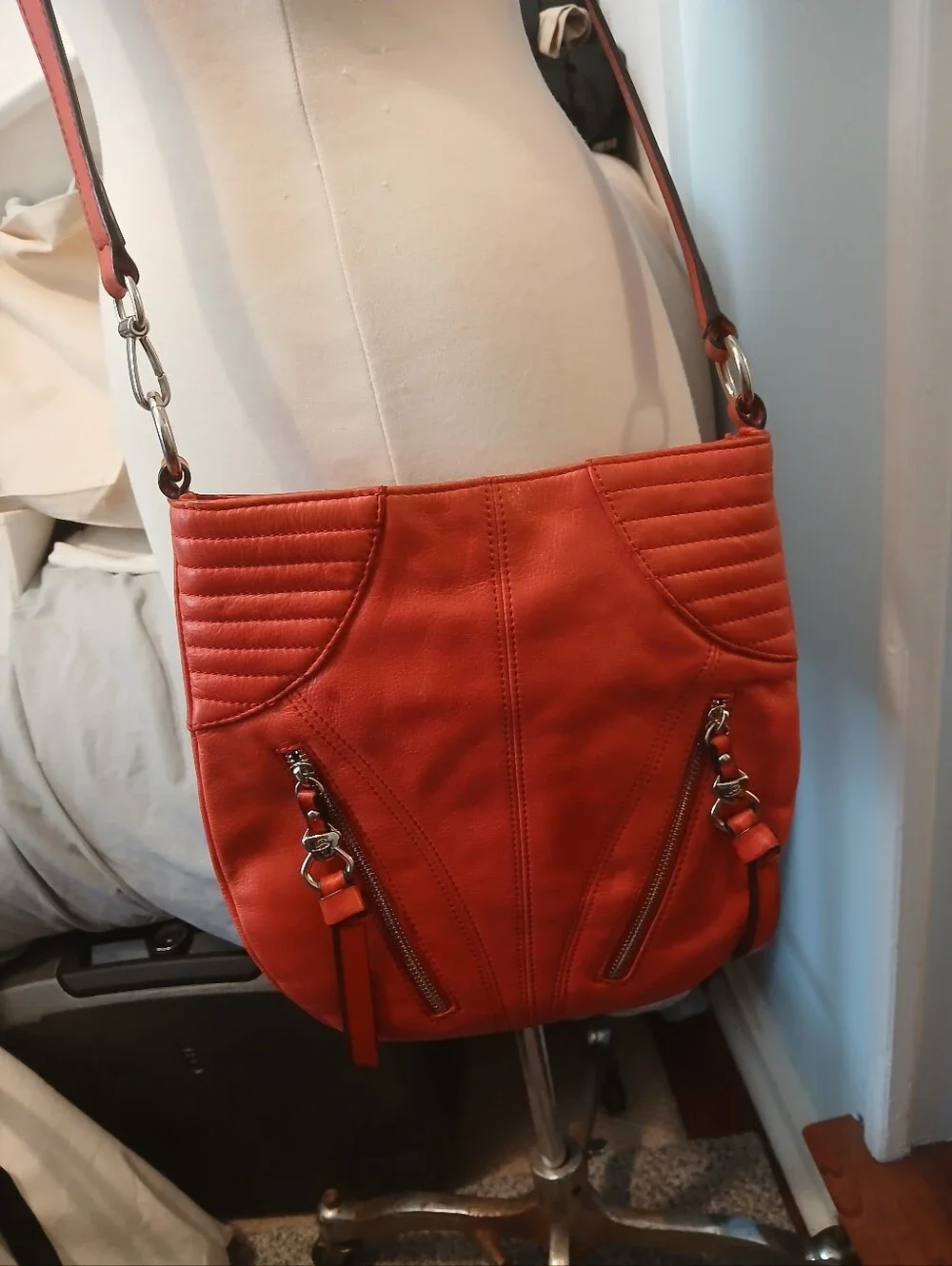 Y2k Red Quilted Crossbody Bag - Animal Print Lining